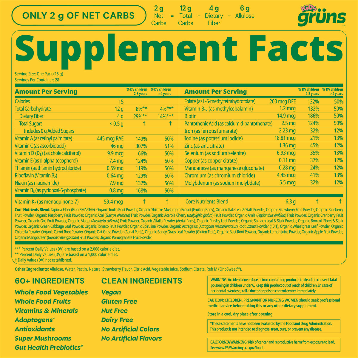 Sugar-free nutrition label