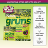 Advertisement banner reading 'Limited Time Offer: Get Up to 55% Off' above a large and small pouch of Shrek Grüns Kids Superfoods Greens Gummies in Berry Far Far Away flavor, with a row of gummies below and a sidebar listing benefits: Supports healthy growth, On-the-go convenience, Gentle on little tummies, Picky-eater approved, and Immune support.