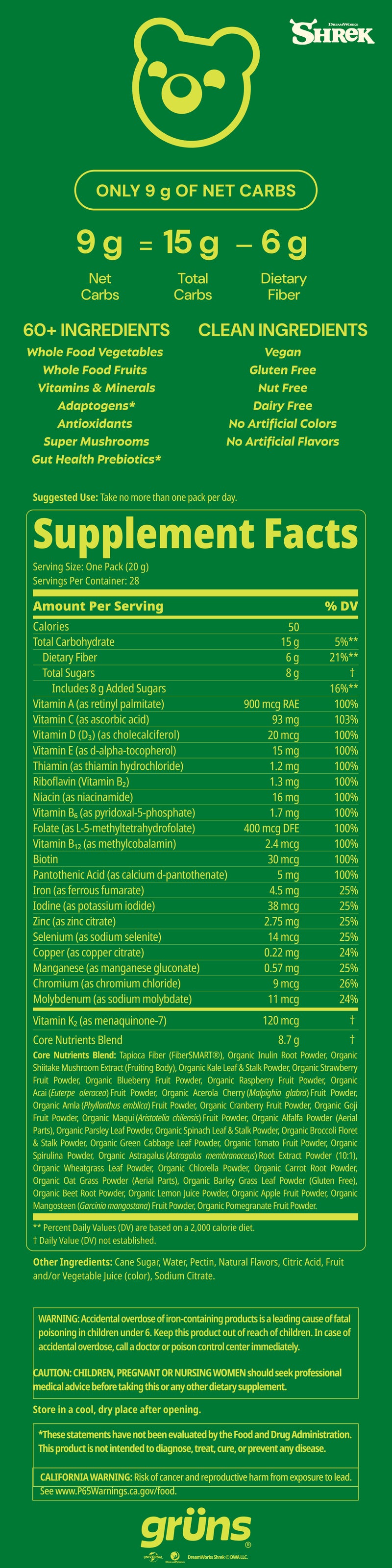 Boost Menu Raspberry Grüns Shrek | Daily Nutrition Support