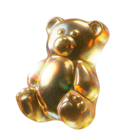 Shiny golden gummy bear