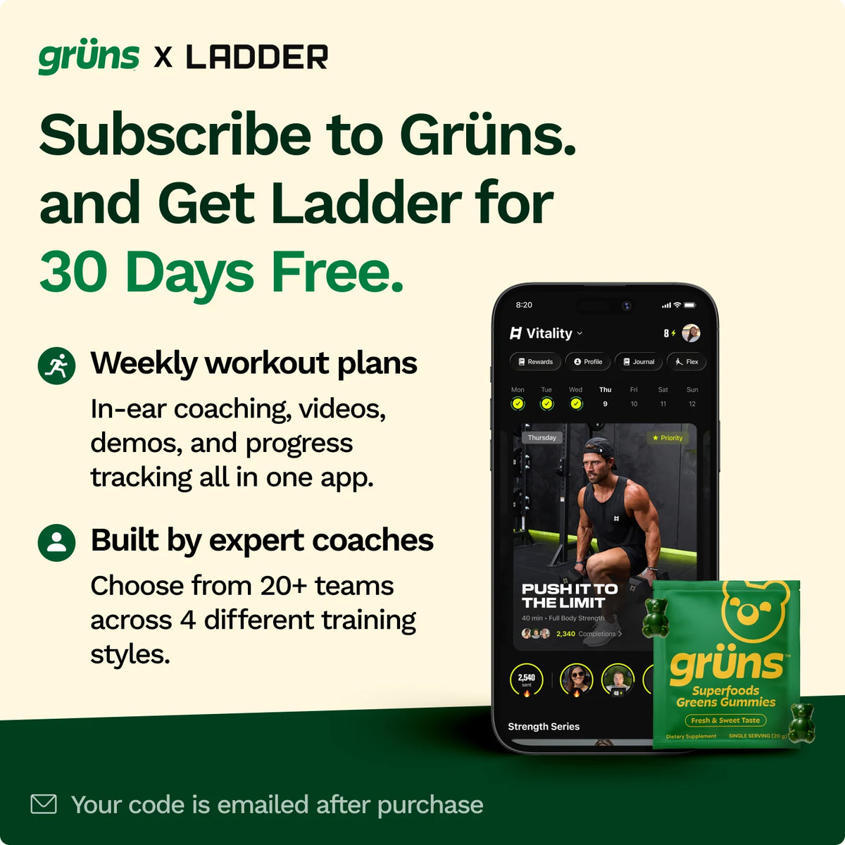 Subscribe to Grüns and get Ladder for 30 days free